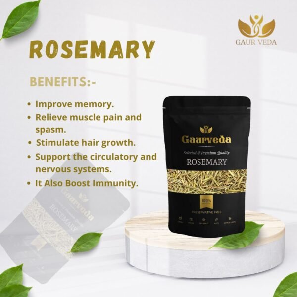 GAURVEDA Dried Rosemary Leaves - Rosemary Leaf For Foods - Rosemary Leaves For Hair Growth - Pure & Refreshing Dry Rosemary Leaves - A+ Quality - Image 4